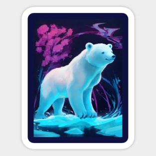 Cute neon polar bear Sticker